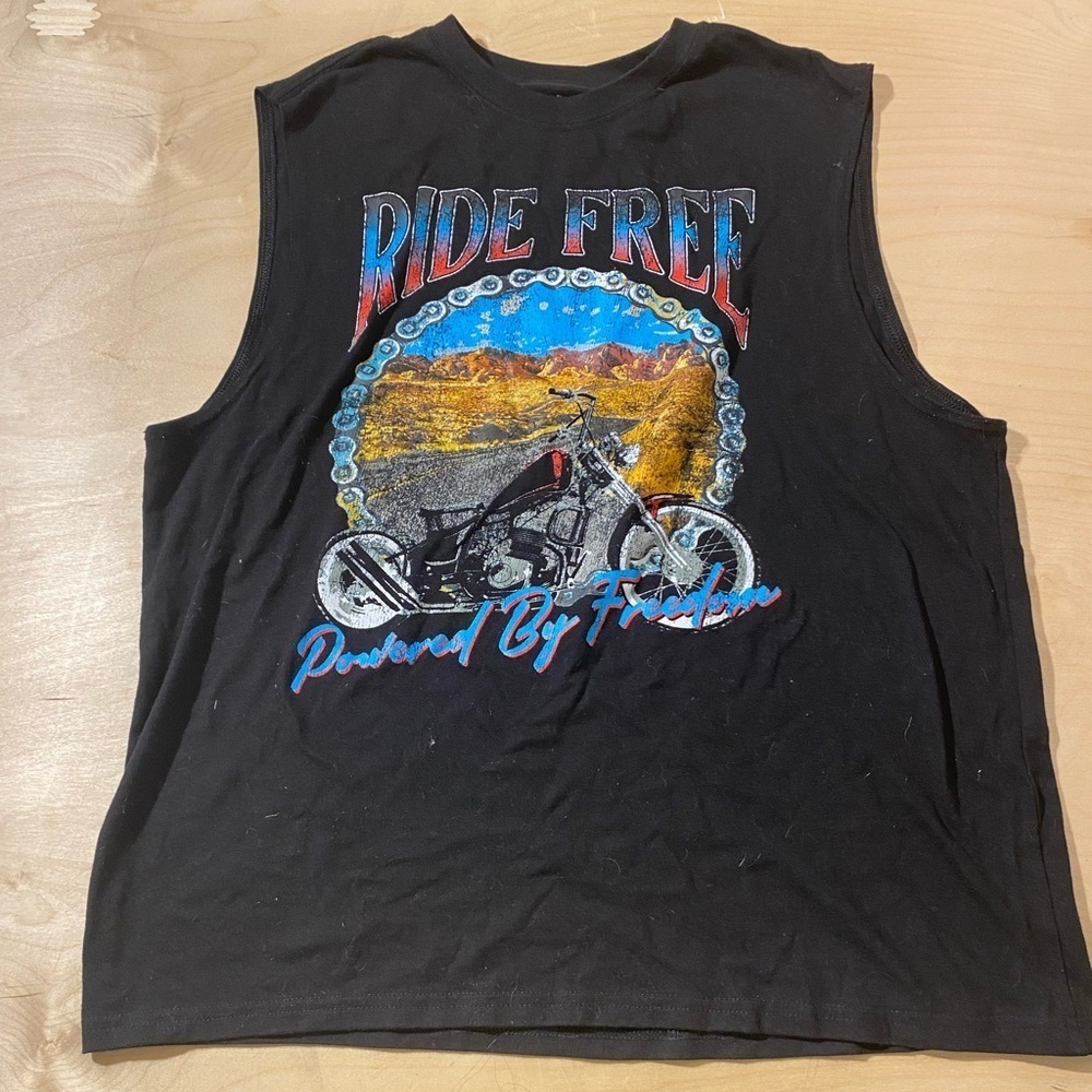 Black 'Ride Free' Sleeveless Graphic TeeXL (46-48) (BI)